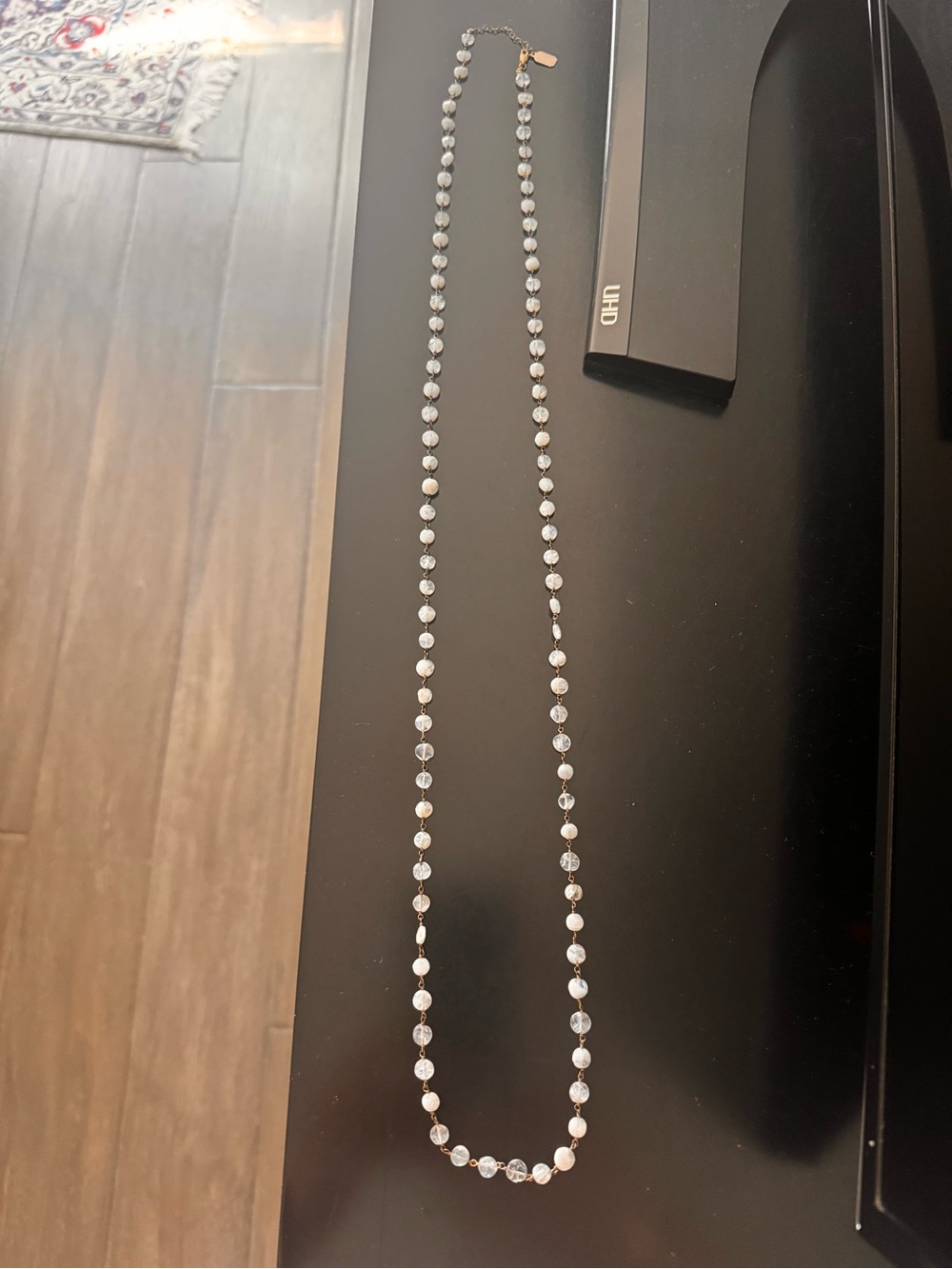 Ela Rue Pearl like Moonstone Bead Station Necklace - White